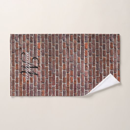 Monogram Rustic Brick Muster Country Farmhouse  Badhandtuch Set (Handtuch)