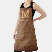 Monogram Rustic Brown Leather Name Script Modern Schürze (InSitu)