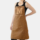 Monogram Rustic Brown Leather Name Script Modern Schürze (InSitu)