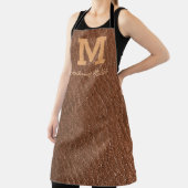 Monogram Rustic Brown Leather Name Script Modern Schürze (InSitu)