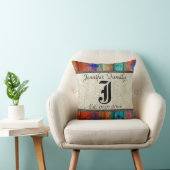 Monogram Rustic Burlap Paint Wood Look #2 Kissen (Stuhl )