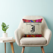 Monogram Rustic Burlap Paint Wood Look #6 Kissen (Stuhl )