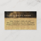 Monogram Rustic Burlap Vintag Wood Look #2 Visitenkarte (Rückseite)