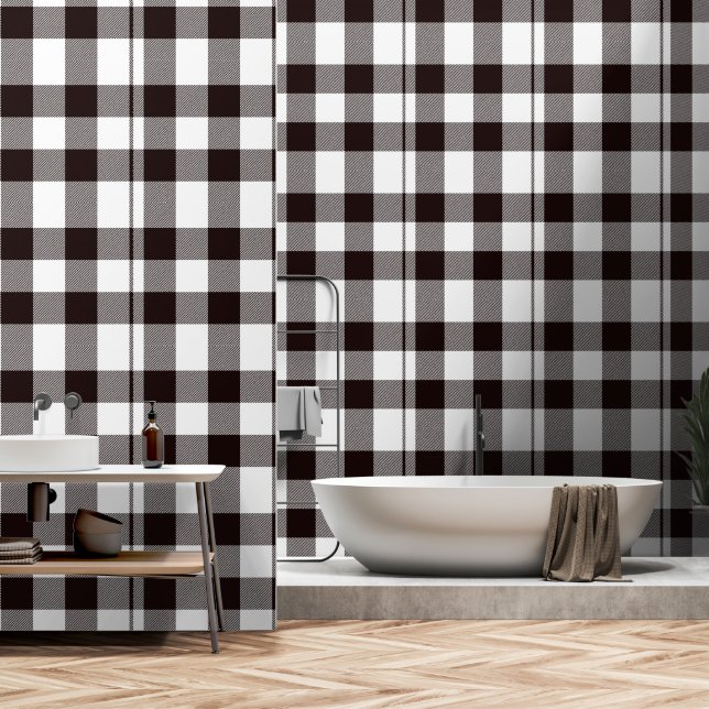 Monogram Rustic Chic Kariert Tapete (Badezimmer)