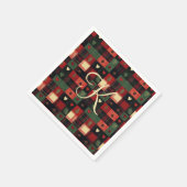 Monogram Rustic Country Red Green Kariert Hearts Serviette (Ecke)