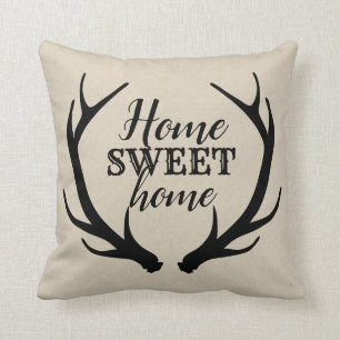 Monogram Rustic Deer Antlers Monogram Country Chic Kissen