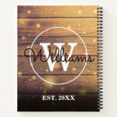 Monogram Rustic Elegant Script Holzpanels Notizblock (Rückseite)