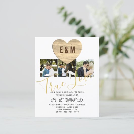 Monogram Rustic Foto Collage Liebe Heart Wedding (Stehend Vorderseite)
