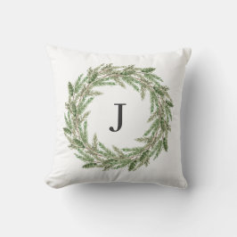 Monogram Rustic Greenerity Pine Wreath Holiday Kissen
