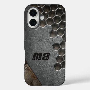 Monogram Rustic Grunge Masculine Personalisiert iPhone 16 Hülle