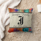 Monogram Rustic Jute Lack Holz Optik #2 Kissen (Decke)