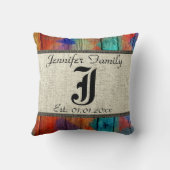 Monogram Rustic Jute Lack Holz Optik #2 Kissen (Rückseite)