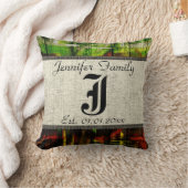 Monogram Rustic Jute Lack Holz Optik #5 Kissen (Decke)