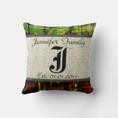 Monogram Rustic Jute Lack Holz Optik #5 Kissen (Rückseite)