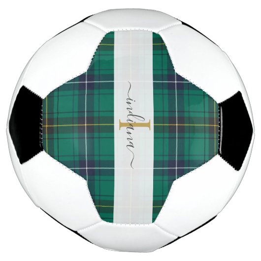 Monogram Rustic Kariert Script Name Tartan Fußball (Gedreht)