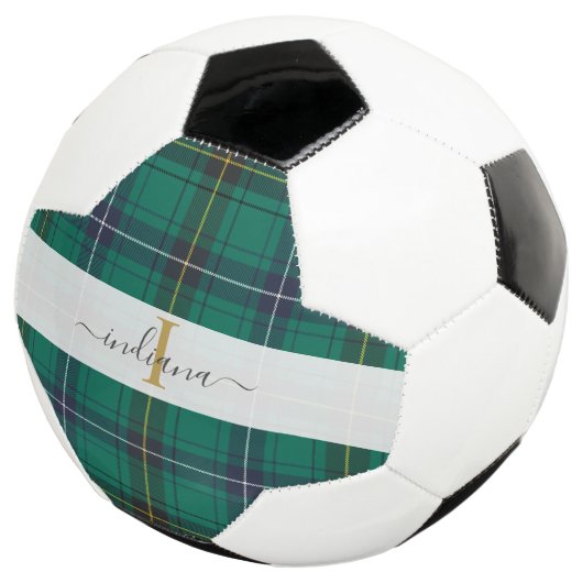 Monogram Rustic Kariert Script Name Tartan Fußball (Dreiviertel)
