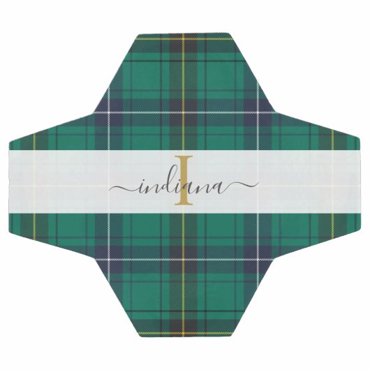 Monogram Rustic Kariert Script Name Tartan Fußball (Flach)
