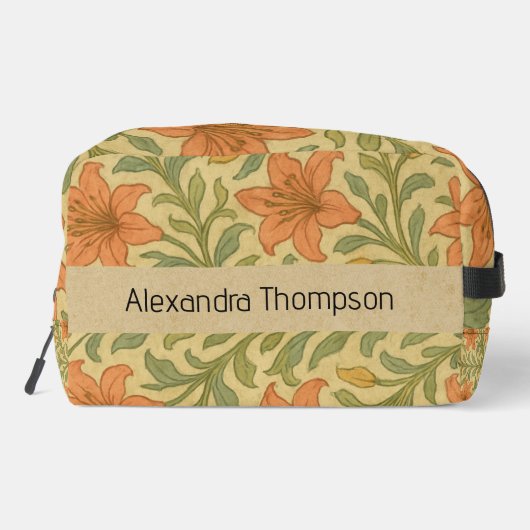 Monogram rustic Kraft botanical William morris Waschbeutel (Rückseite)