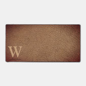 Monogram Rustic Leather Black Gold Name Schreibtischunterlage (Vorderseite)