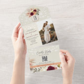 Monogram Rustic String Lights Wedding QR Code All In One Einladung (Abreißen)