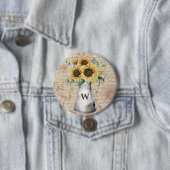Monogram Rustic Sunflower Vintag Letter Decoupage Button (Beispiel)