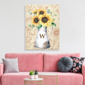 Monogram Rustic Sunflower Vintag Letter Decoupage Leinwanddruck (Insitu (Wohnzimmer))