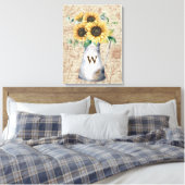 Monogram Rustic Sunflower Vintag Letter Decoupage Leinwanddruck (Insitu (Schlafzimmer))