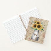 Monogram Rustic Sunflower Vintag Letter Decoupage Notizblock (Innenseite)