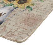Monogram Rustic Sunflower Vintag Letter Decoupage Schneidebrett (Ecke)