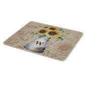 Monogram Rustic Sunflower Vintag Letter Decoupage Schneidebrett (Ecke)