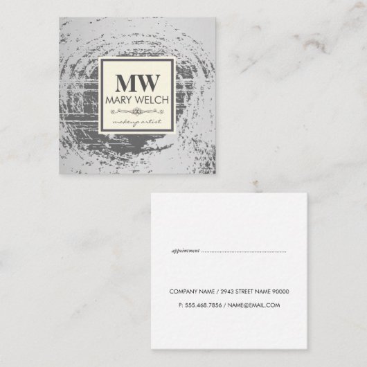 Monogram Rustic Texture Extravagant Element Terminkarte (Vorne/Hinten)