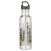 Monogram Rustic Watercolor Green Forest Edelstahlflasche (Rückseite)