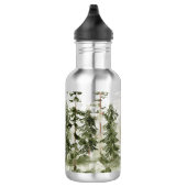 Monogram Rustic Watercolor Green Forest Edelstahlflasche (Rechts)