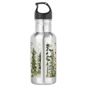 Monogram Rustic Watercolor Green Forest Edelstahlflasche (Rückseite)