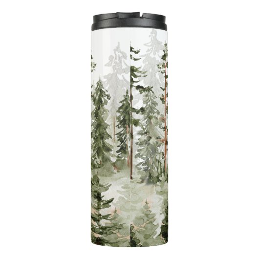 Monogram Rustic Watercolor Green Forest Thermosbecher (Rückseite)