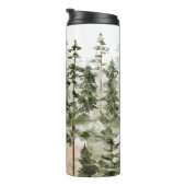 Monogram Rustic Watercolor Green Forest Thermosbecher (Nach rechts gedreht)