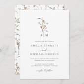 Monogram Rustic Wedding Einladung (Vorne/Hinten)