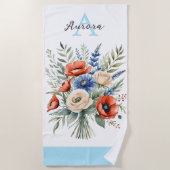 Monogram Rustic Wildblume Bouquet Hübsch Summer Strandtuch (Vorderseite)