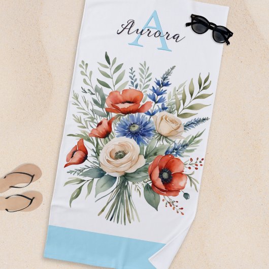 Monogram Rustic Wildblume Bouquet Hübsch Summer Strandtuch