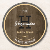 Monogram Rustic wood Family Wiedersehen Country Br Runder Pappuntersetzer (Vorderseite)