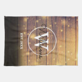 Monogram Rustic Wood Panels Script Geschirrtuch (Horizontal)