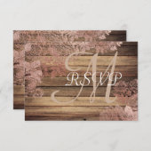 Monogram Rustic Wood Rose Lace Wedding RSVP (Vorne/Hinten)