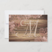 Monogram Rustic Wood Rose Lace Wedding RSVP Karte (Rückseite)