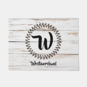 Monogram Rustic Wood Style Door Mat Fußmatte (Vorderseite)