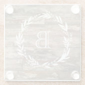 Monogram Rustic Wood Style Stone Untersetzer (Rückseite)