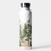 Monogram Rustikal Wasserfarbe Grüner Wald Trinkflasche (Links)