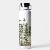 Monogram Rustikal Wasserfarbe Grüner Wald Trinkflasche (Rückseite)
