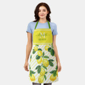 Monogram rustikale moderne Zitronen Aquarellstreif Schürze (Getragen)