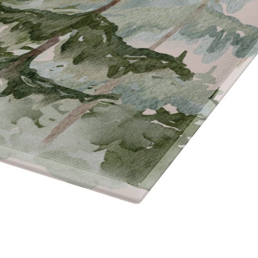 Monogram, Rustikaler Wasserfarbenwald und Gebirge Schneidebrett (Ecke)