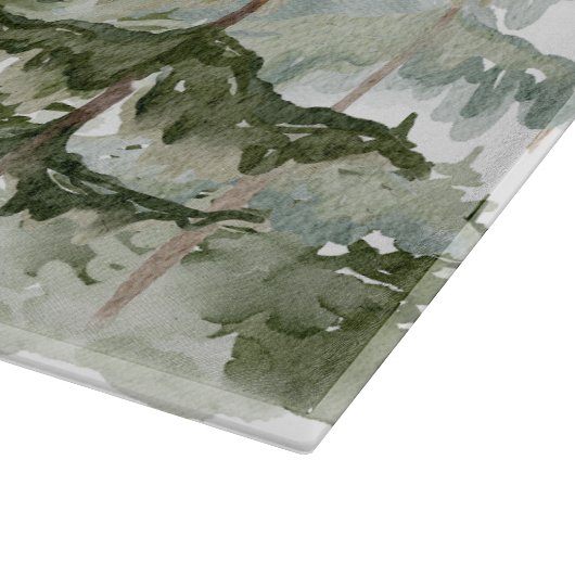 Monogram, Rustikaler Wasserfarbenwald und Gebirge Schneidebrett (Ecke)